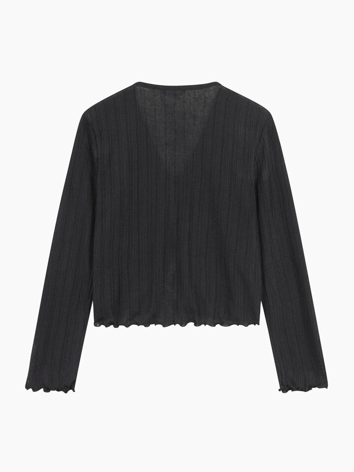 Cardigan nero con laccetti - null - Nero | Sisley K image number 2